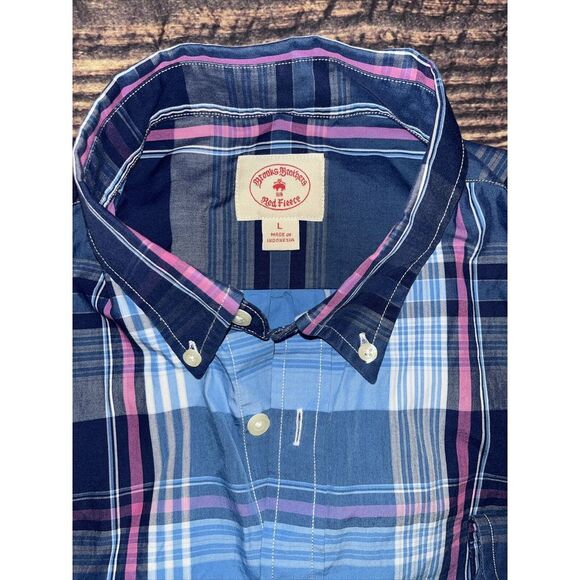 Brooks Brothers Other - Brooks Brothers Red Fleece Shirt Button Up L/S Large L Cotton Blue Plaid